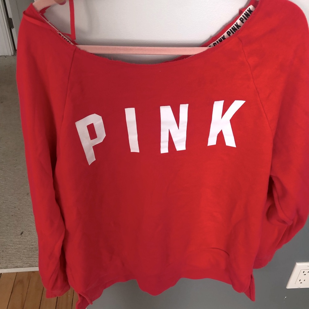 VS pink hot pink off the shoulder sweatshirt medium